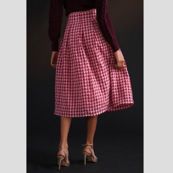 Anthropologie Eva Franco Textured Plaid Midi Skir 12 - Picture 1 of 8